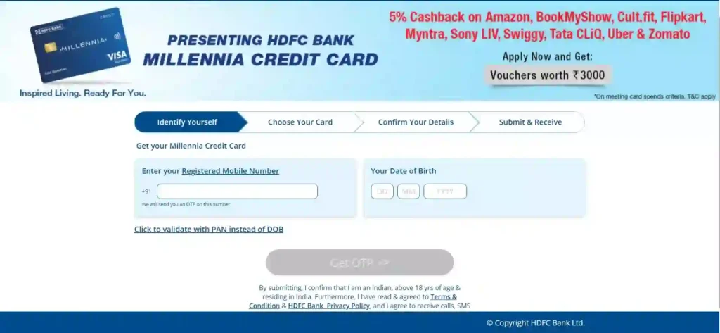 HDFC Millennia Credit Card Apply